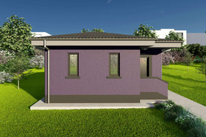 Proiect casa pe structura metalica parter cu 1 dormitor 50mp - fatada casa moderna poza 15 thumbnail