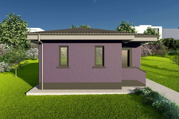 Proiect casa pe structura metalica parter cu 1 dormitor 50mp - fatada casa moderna poza 15