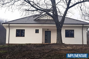 Proiect casa pe structura metalica parter cu 3 camere 160 mp - fatada de casa alba imagine 7 thumbnail