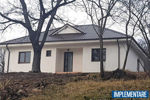 Proiect casa pe structura metalica parter cu 3 camere 160 mp - fatada de casa alba imagine 9 thumbnail