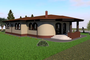Proiect casa pe structura metalica parter cu 4 camere 180 mp - fatada casa traditionala imagine 5 thumbnail