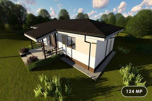 Proiect casa pe structura metalica pe un nivel 120 mp 037 - fatada de casa la exterior imagine 1 thumbnail