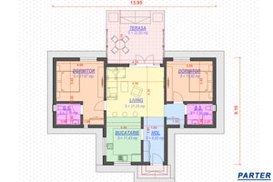 Proiect casa pe structura metalica pe un nivel 120 mp 037 - plan casa parter thumbnail