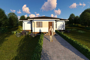 Proiect casa pe structura metalica pe un nivel 120 mp 037 - fatada de casa la exterior imagine 3 thumbnail