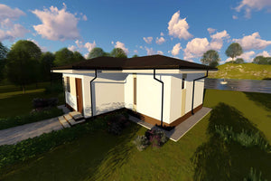 Proiect casa pe structura metalica pe un nivel 120 mp 037 - fatada de casa la exterior imagine 4 thumbnail