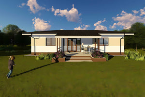 Proiect casa pe structura metalica pe un nivel 120 mp 037 - fatada de casa la exterior imagine 5 thumbnail