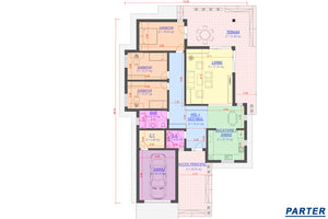 Proiect casa pe structura metalica pe un nivel cu terasa 047 - plan de casa parter thumbnail