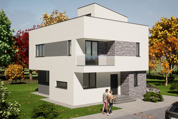 Proiect casa pe structura metalica stil mediteranean 280 mp - fatada imagine 5