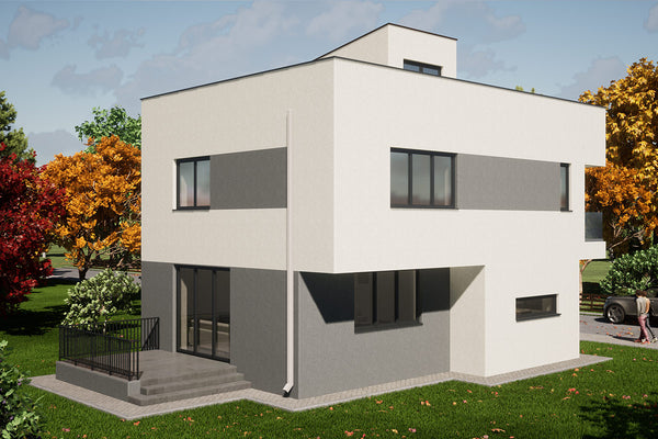 Proiect casa pe structura metalica stil mediteranean 280 mp - fatada imagine 7
