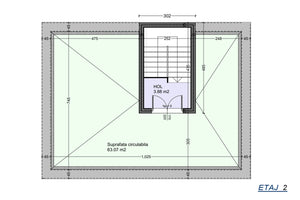 Proiect casa pe structura metalica stil mediteranean 280 mp - planul etajului 2 thumbnail