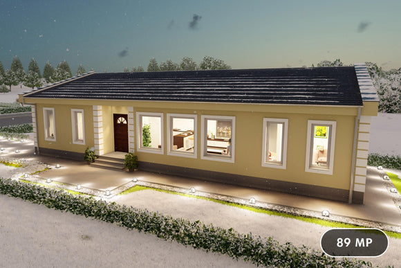 Proiect casa pe teren ingust si lung construit din zidarie