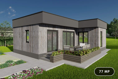 Proiect casa structura metalica 2 camere si 1 baie 60 metri - fadata casa de vacanta poza 1