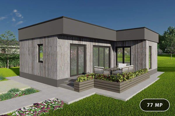 Proiect casa structura metalica 2 camere si 1 baie 60 metri - fadata casa de vacanta poza 1