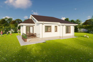 Proiect casa structura metalica 3 camere 1 baie 130mp cod124 - design clasic ferestre rotunjite imagine 8 thumbnail