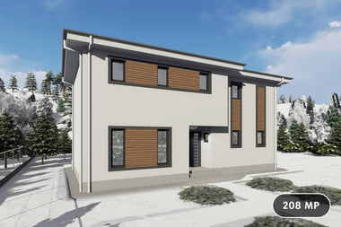 Proiect casa structura metalica 4 dormitoare terasa la 200mp - design locuinta imagine 1