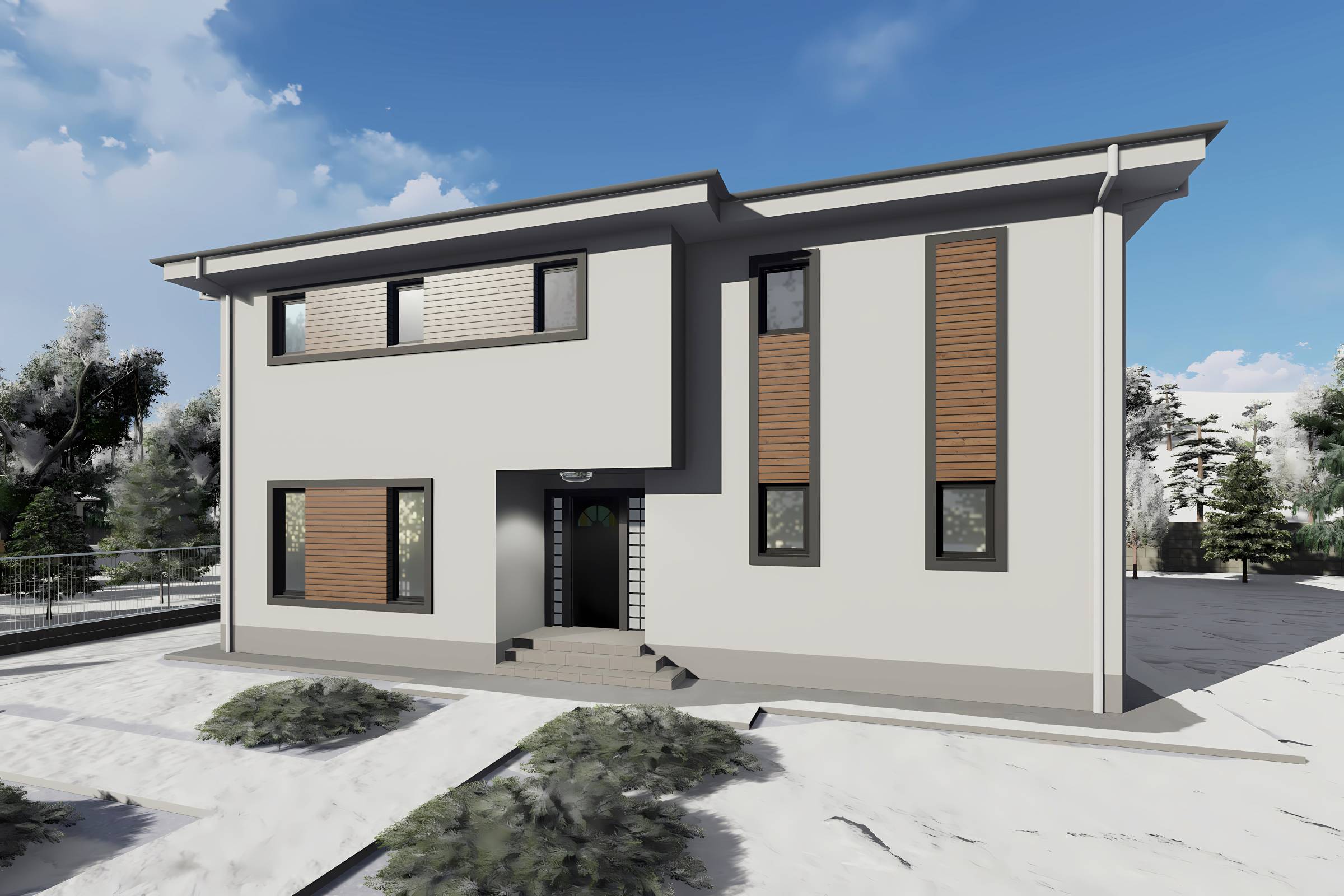 Proiect casa structura metalica 4 dormitoare terasa la 200mp - design locuinta imagine 4