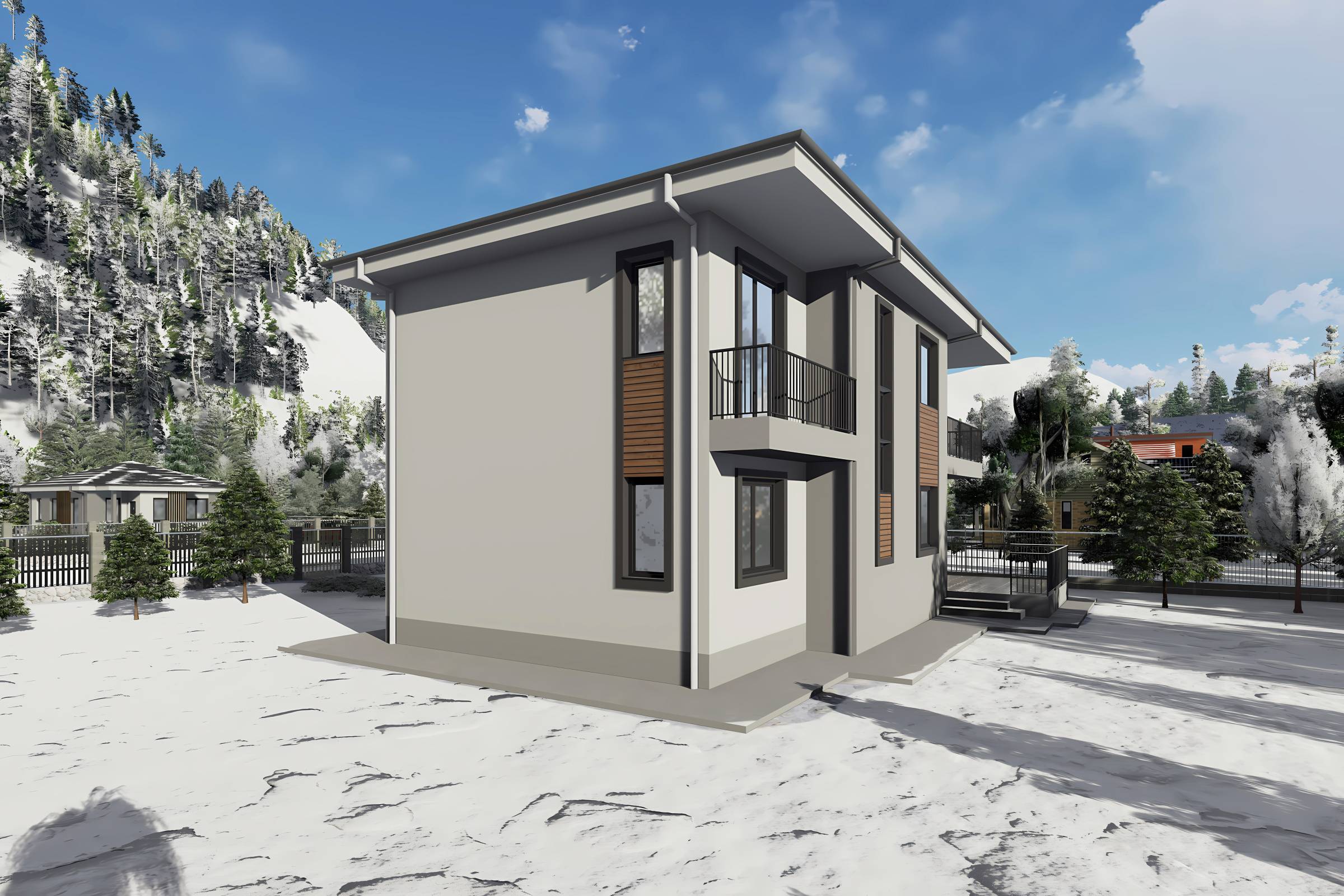 Proiect casa structura metalica 4 dormitoare terasa la 200mp - design locuinta imagine 8