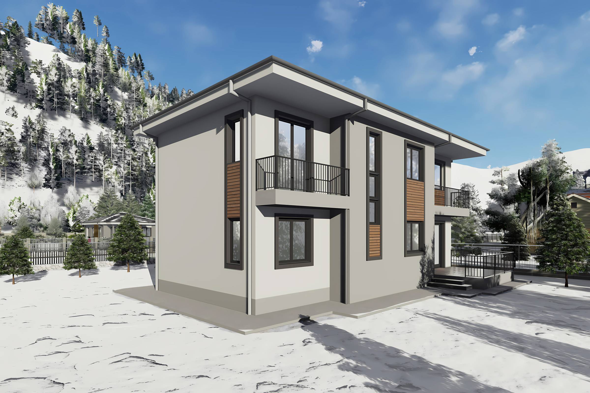 Proiect casa structura metalica 4 dormitoare terasa la 200mp - design locuinta imagine 9