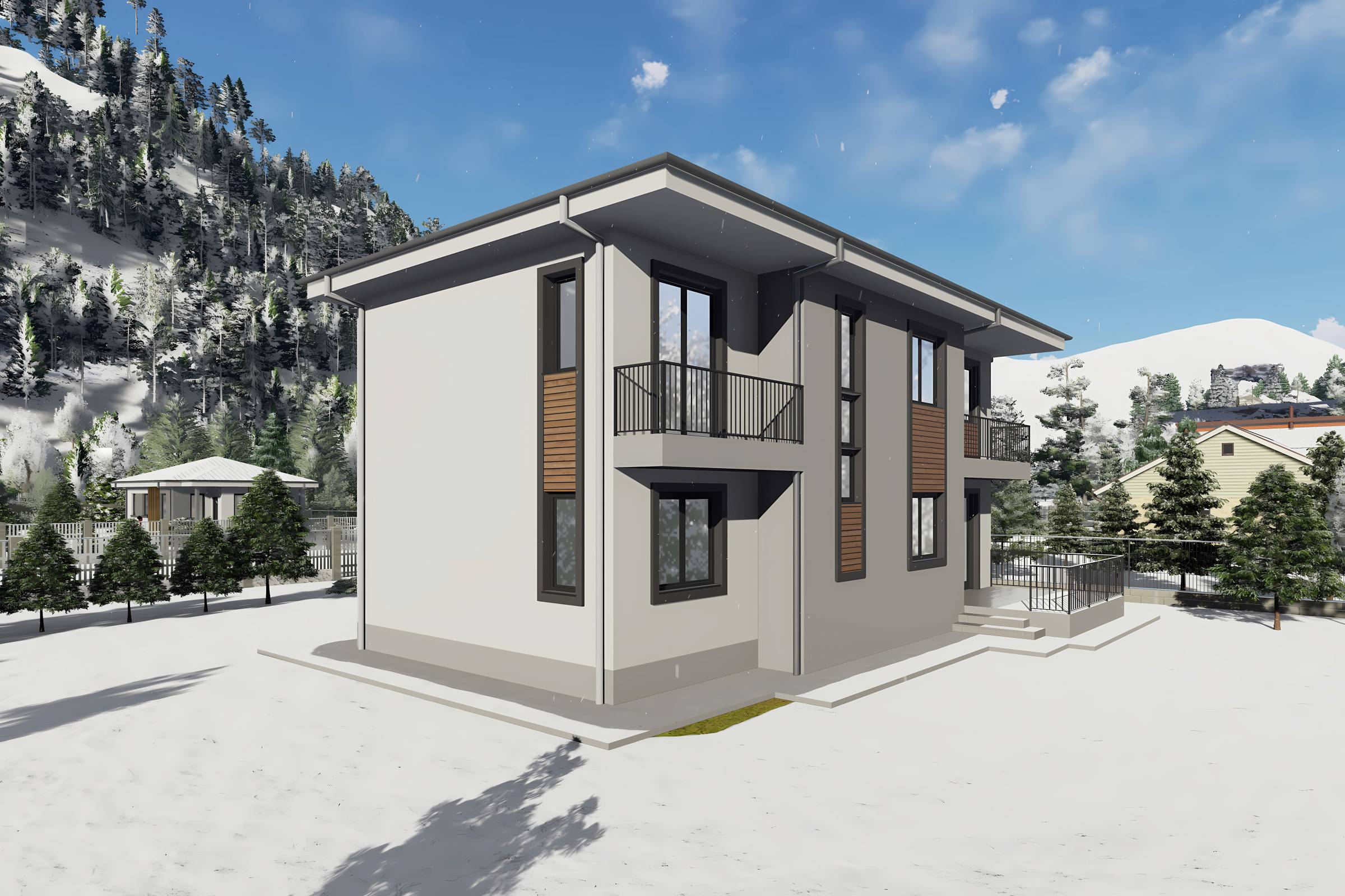 Proiect casa structura metalica 4 dormitoare terasa la 200mp - design locuinta imagine 10