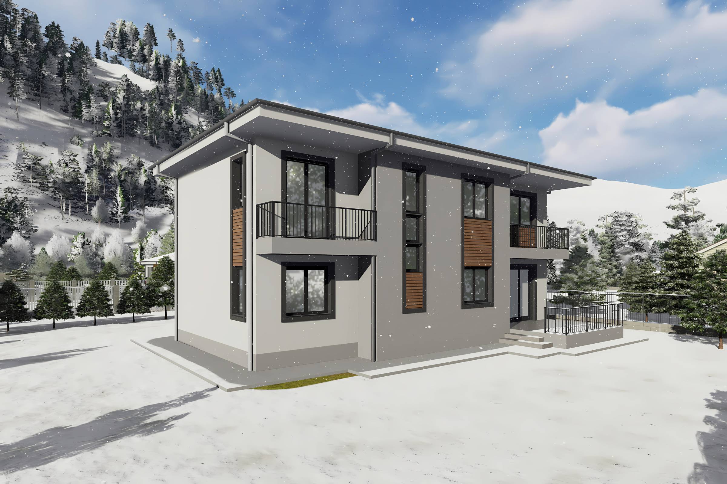 Proiect casa structura metalica 4 dormitoare terasa la 200mp - design locuinta imagine 11