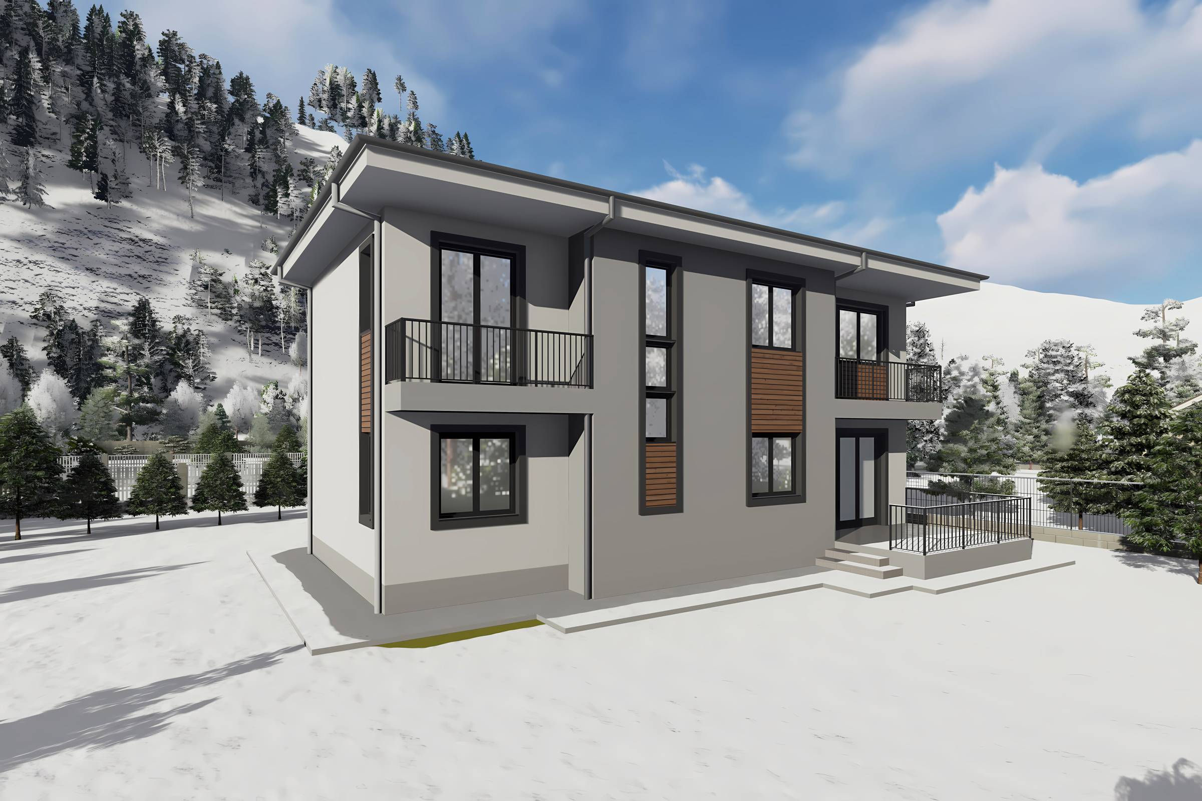 Proiect casa structura metalica 4 dormitoare terasa la 200mp - design locuinta imagine 12