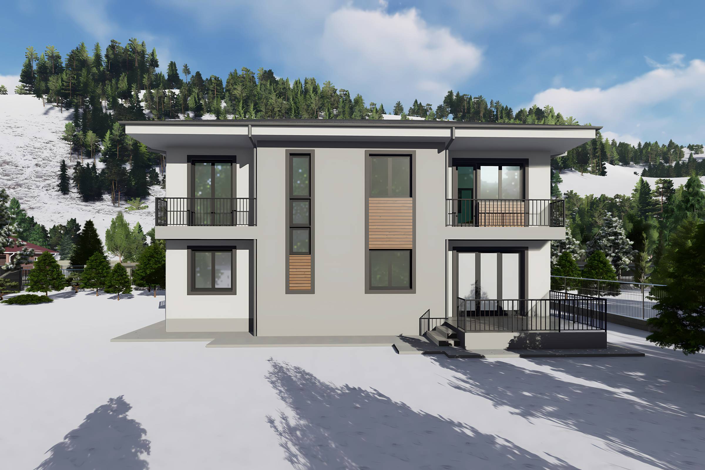 Proiect casa structura metalica 4 dormitoare terasa la 200mp - design locuinta imagine 14