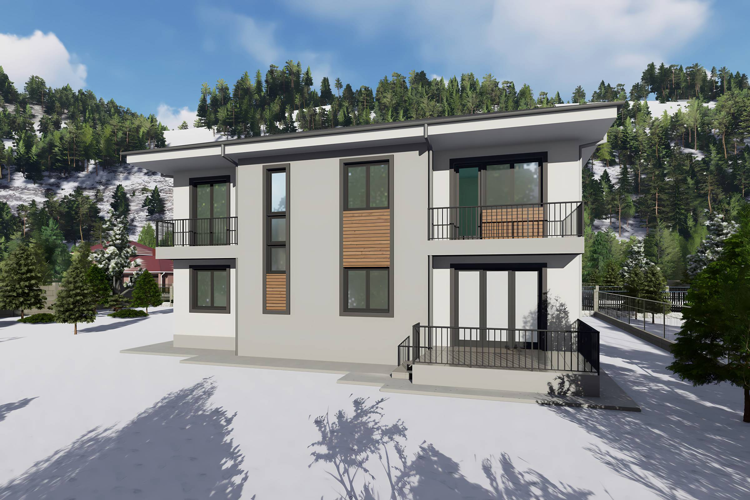 Proiect casa structura metalica 4 dormitoare terasa la 200mp - design locuinta imagine 15