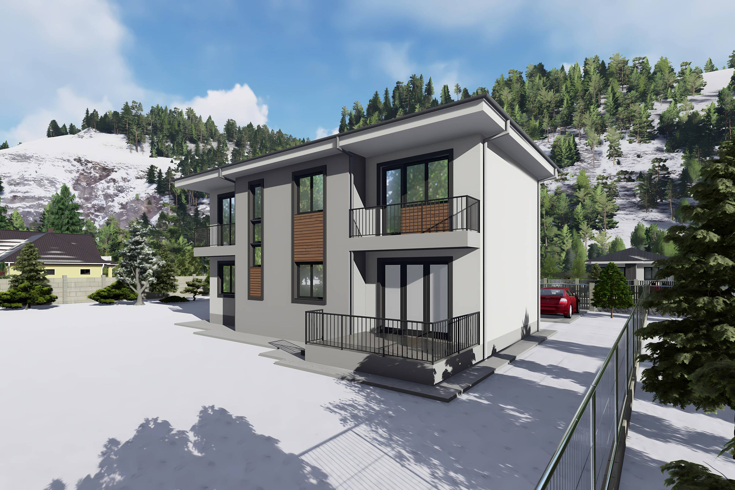 Proiect casa structura metalica 4 dormitoare terasa la 200mp - design locuinta imagine 17