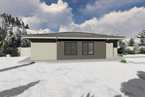Proiect casa structura metalica alipita la calcan 2 camere - fatada casa pe teren ingust poza 13 thumbnail
