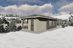 Proiect casa structura metalica alipita la calcan 2 camere - fatada casa pe teren ingust poza 17 thumbnail