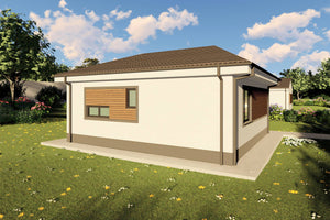 Proiect casa structura metalica cu 2  dormitoare 1 baie 70mp - design casa parter moderna cu caramida aparenta 10 thumbnail