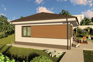 Proiect casa structura metalica cu 2  dormitoare 1 baie 70mp - design casa parter moderna cu caramida aparenta 13 thumbnail
