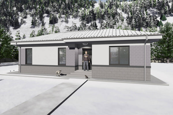 Proiect casa structura metalica cu 2 dormitoare 110mp id 133 - design fatada de casa moderna poza 4