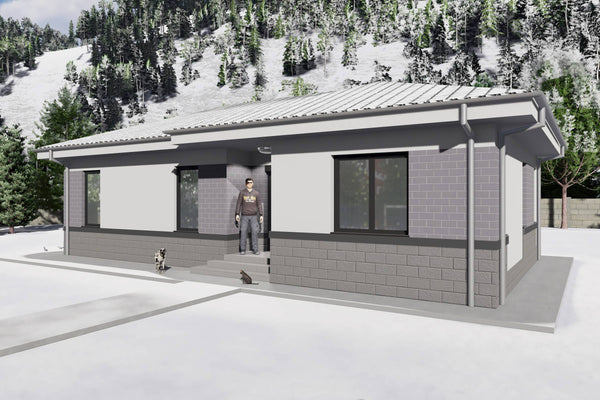 Proiect casa structura metalica cu 2 dormitoare 110mp id 133 - design fatada de casa moderna poza 5