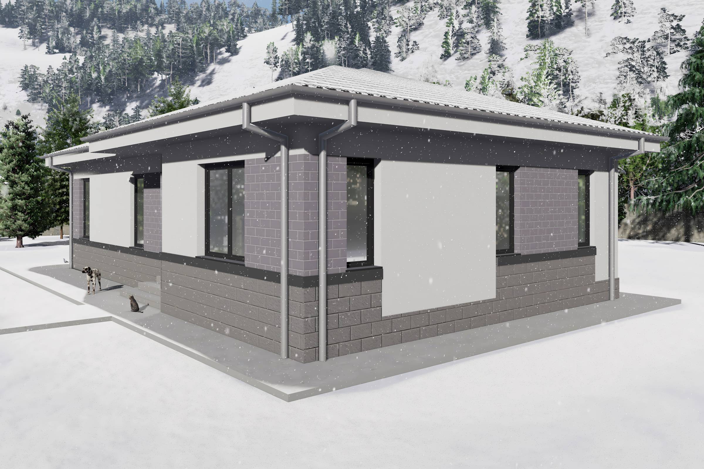 Proiect casa structura metalica cu 2 dormitoare 110mp id 133 - design fatada de casa moderna poza 7