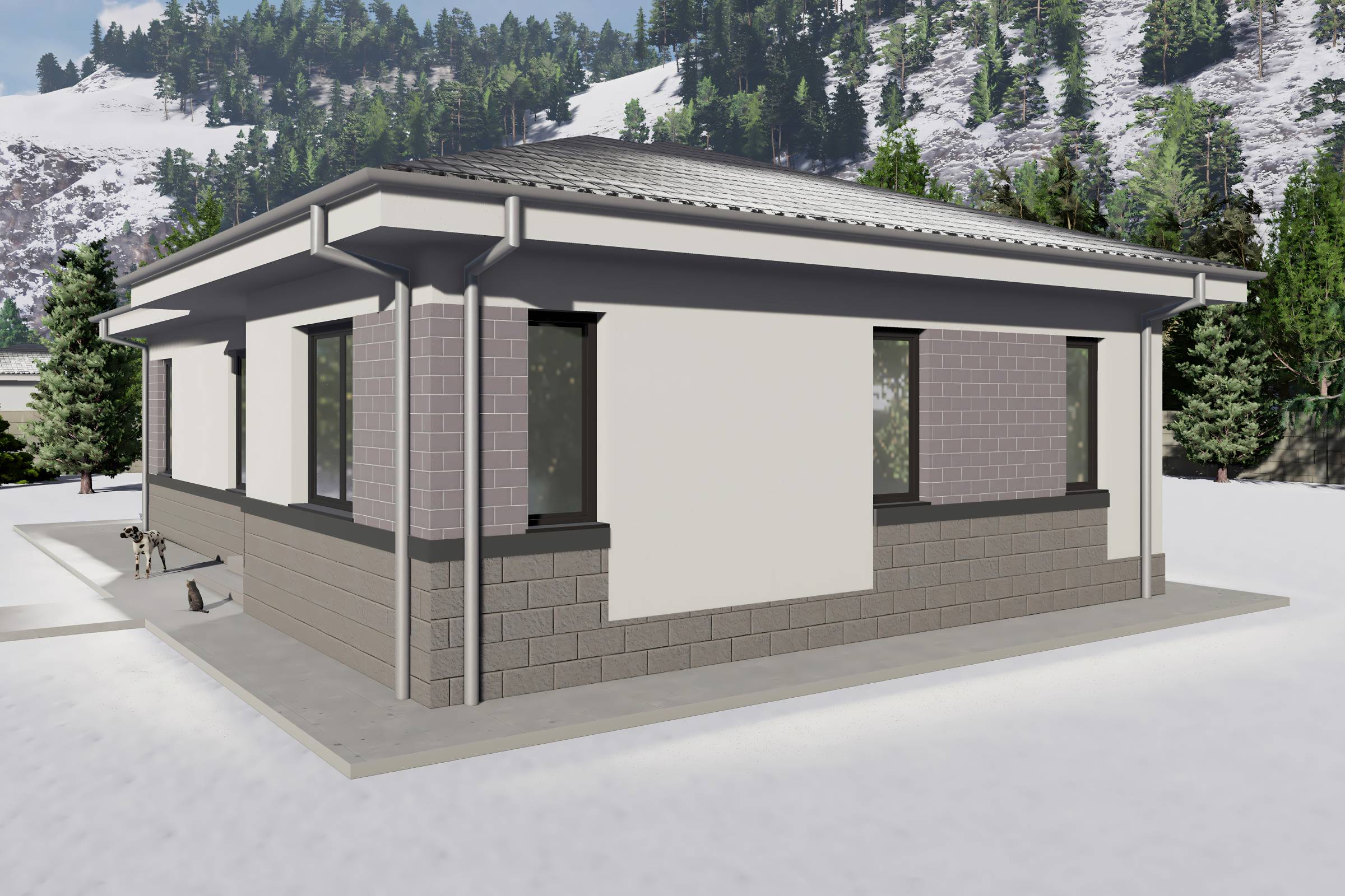 Proiect casa structura metalica cu 2 dormitoare 110mp id 133 - design fatada de casa moderna poza 8