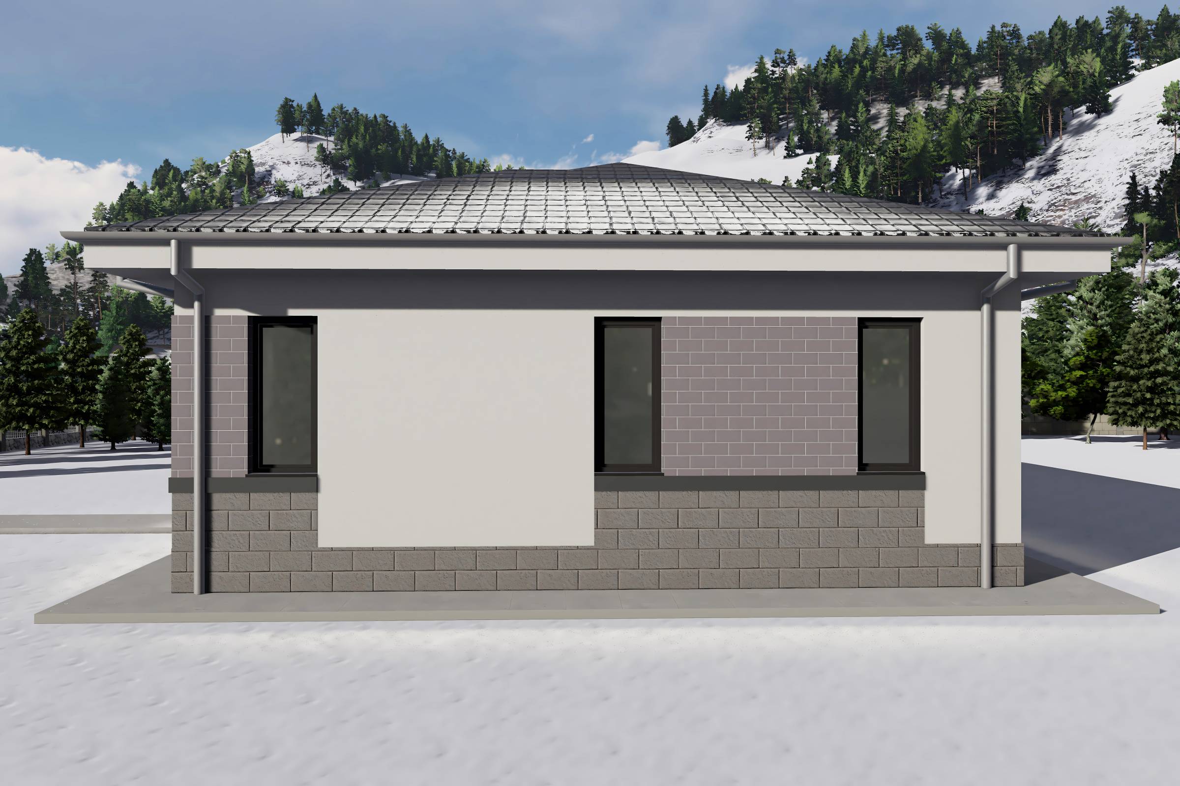 Proiect casa structura metalica cu 2 dormitoare 110mp id 133 - design fatada de casa moderna poza 10