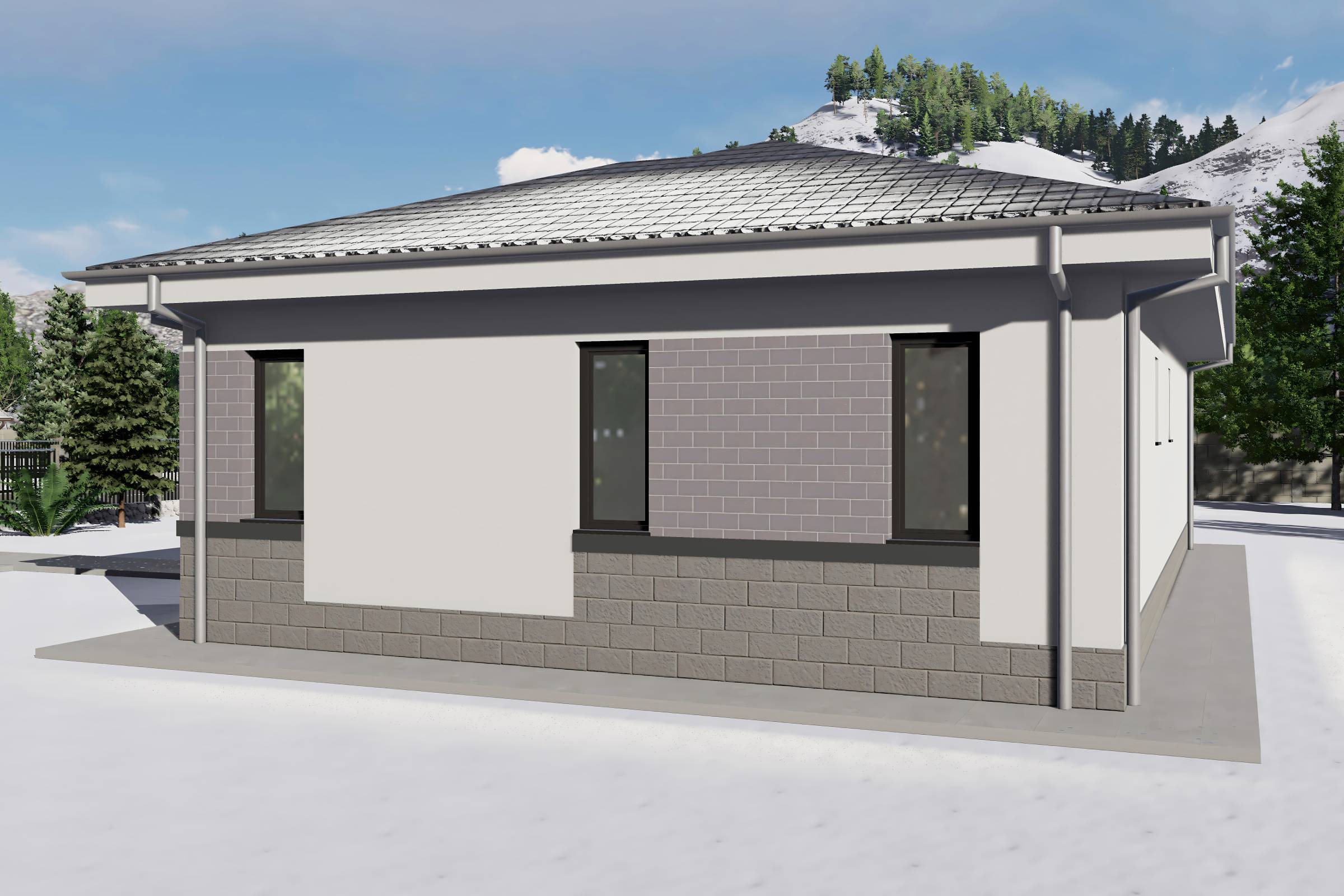 Proiect casa structura metalica cu 2 dormitoare 110mp id 133 - design fatada de casa moderna poza 11