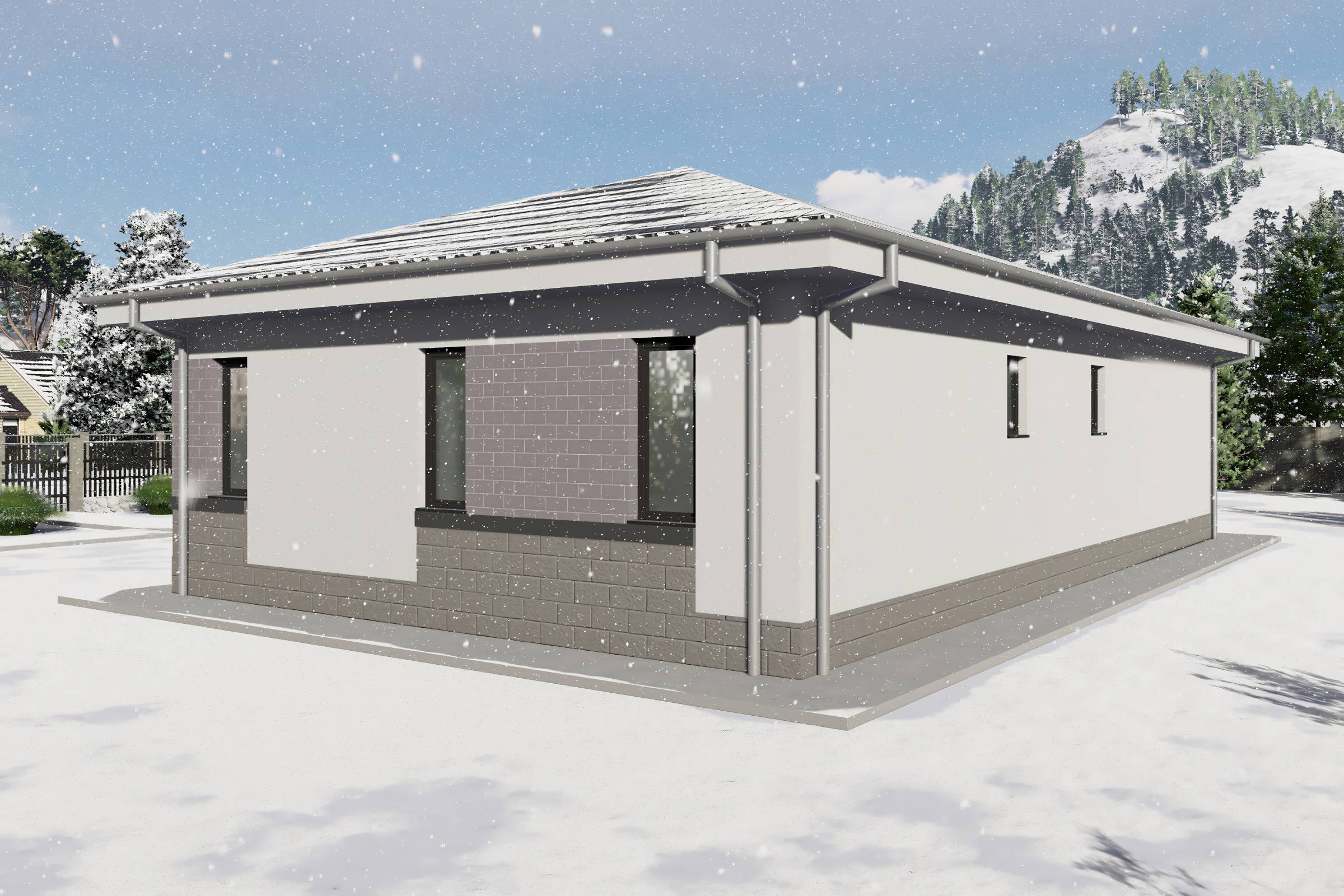 Proiect casa structura metalica cu 2 dormitoare 110mp id 133 - design fatada de casa moderna poza 12
