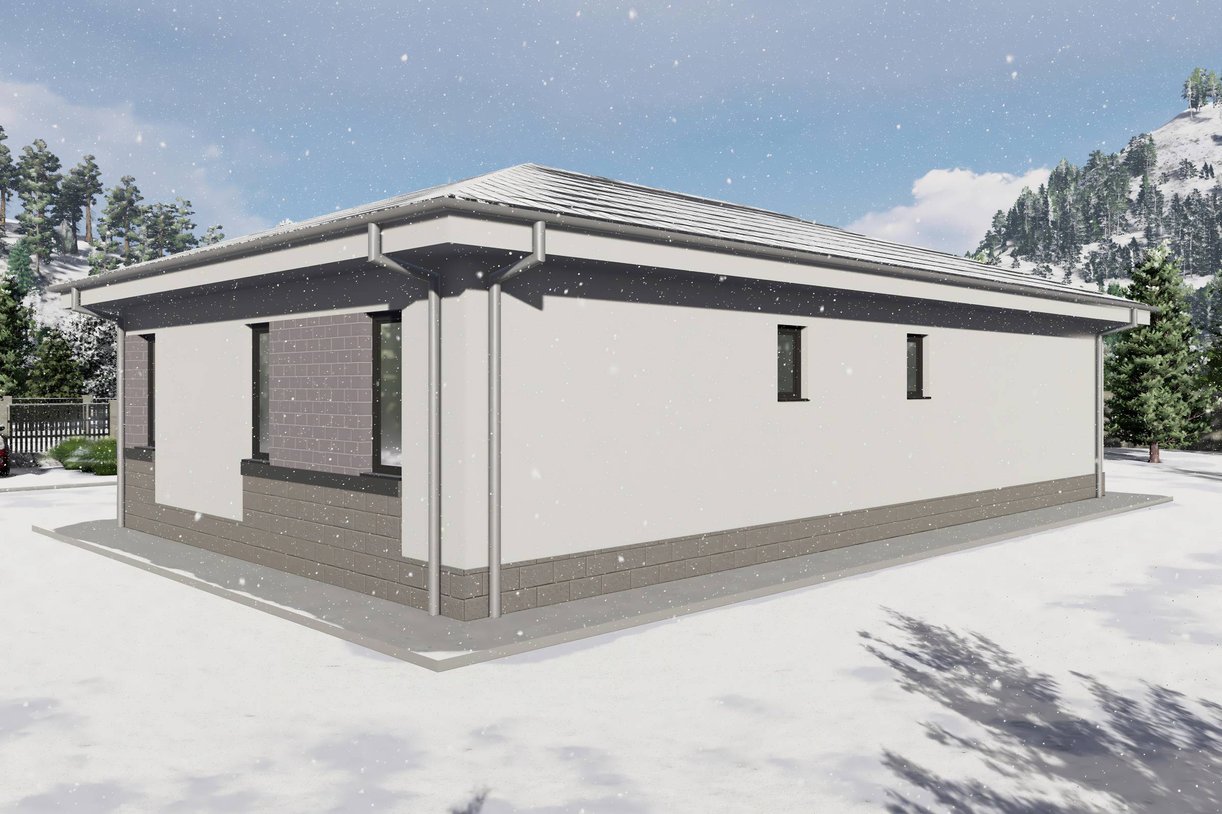 Proiect casa structura metalica cu 2 dormitoare 110mp id 133 - design fatada de casa moderna poza 13