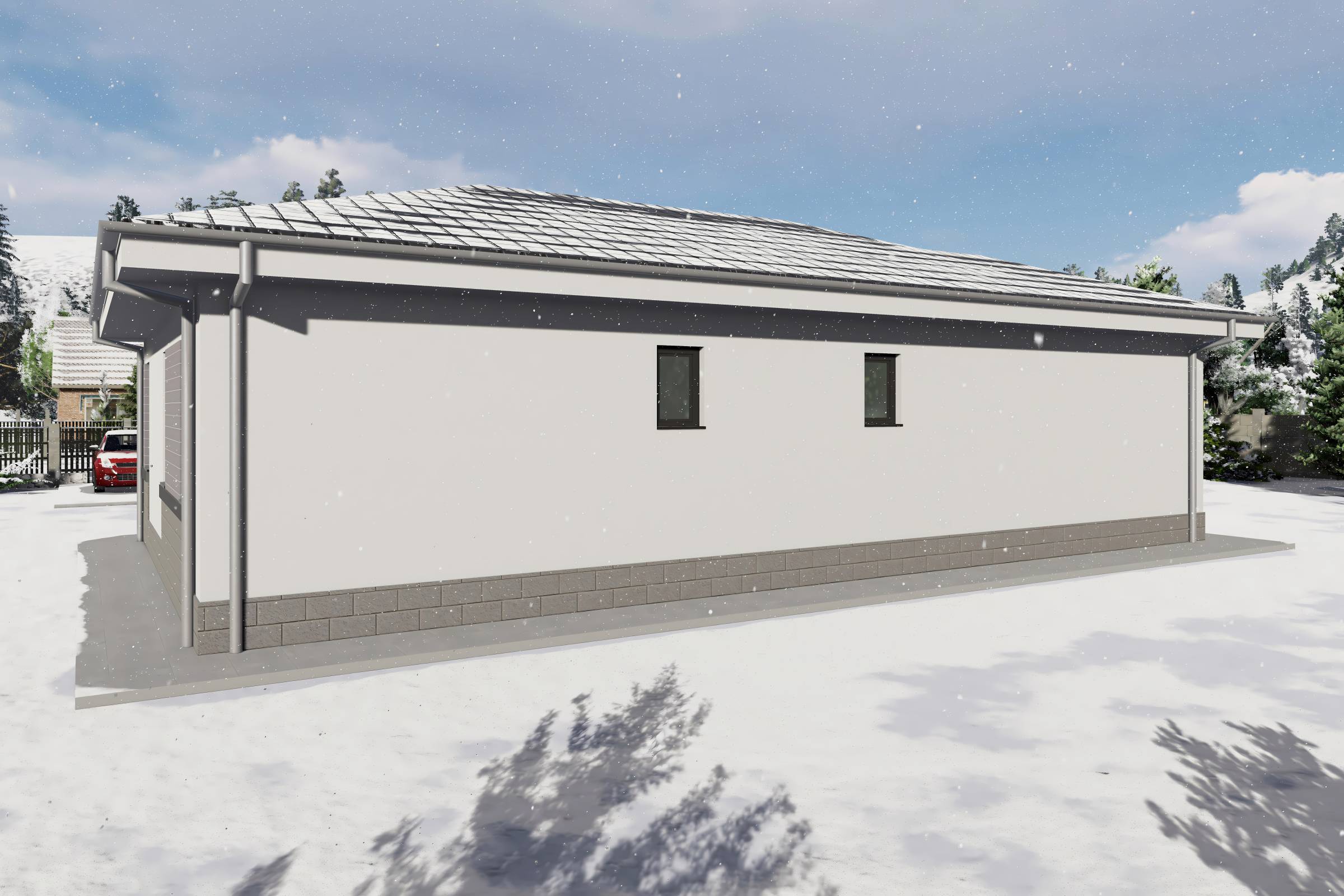 Proiect casa structura metalica cu 2 dormitoare 110mp id 133 - design fatada de casa moderna poza 14