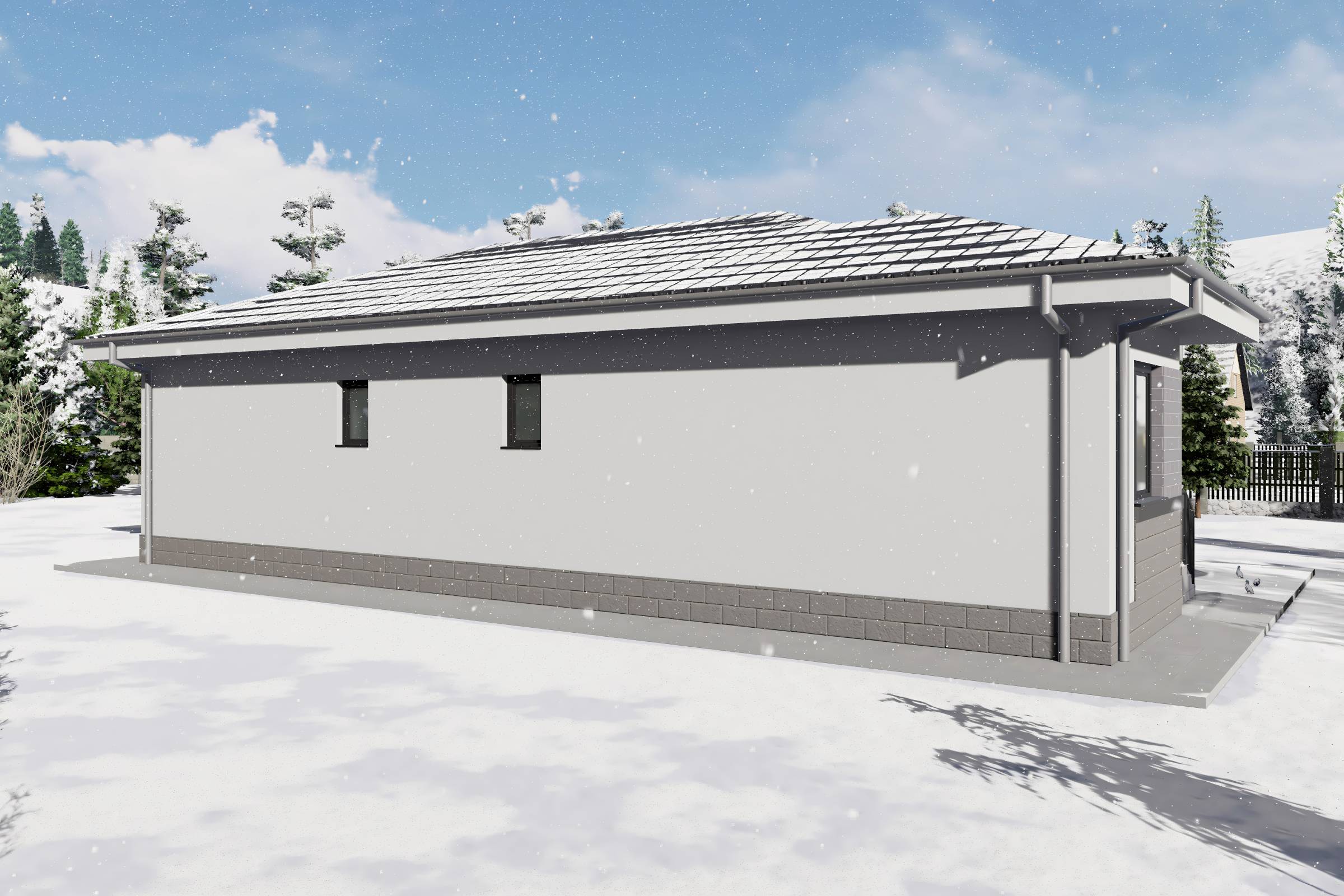 Proiect casa structura metalica cu 2 dormitoare 110mp id 133 - design fatada de casa moderna poza 15