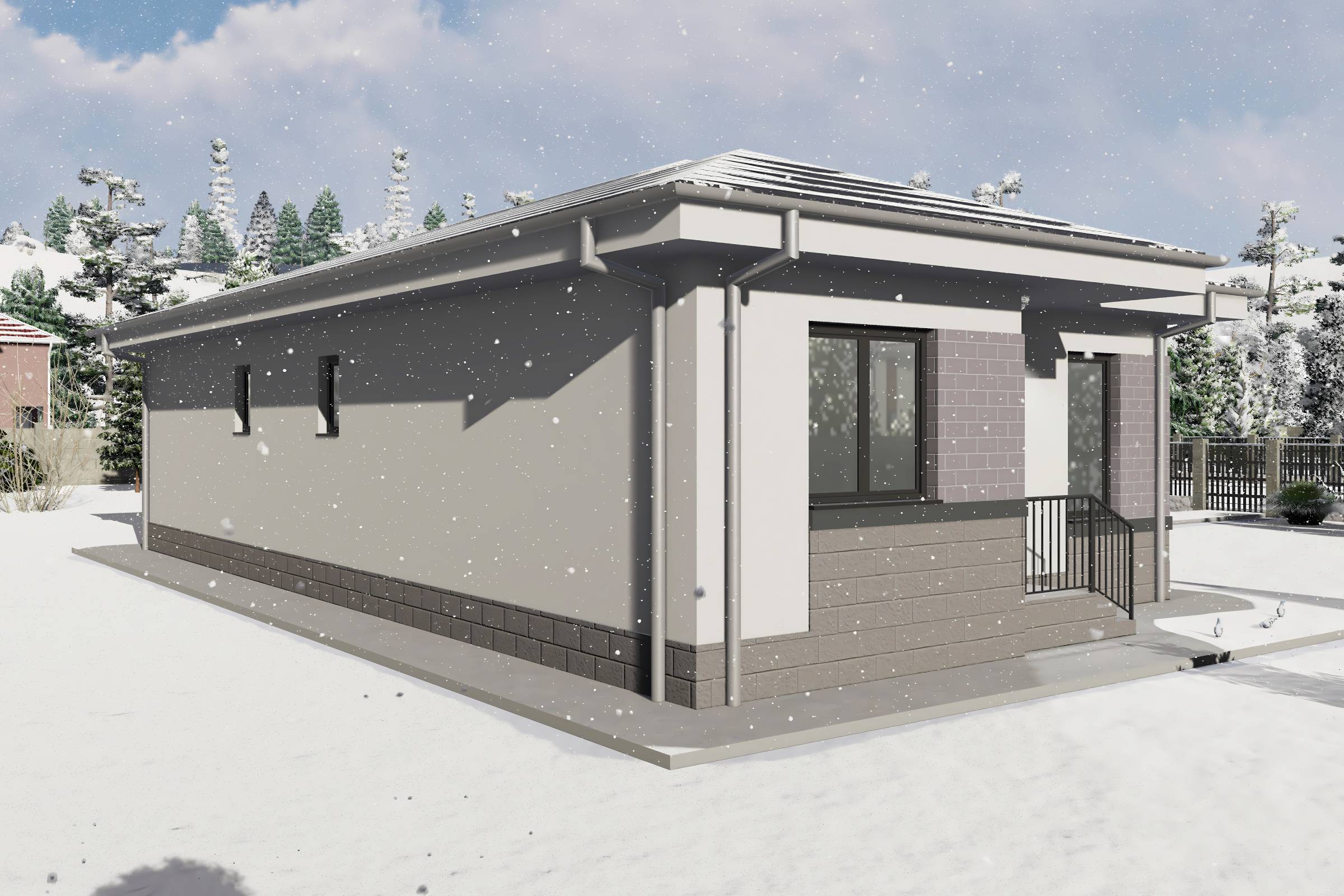 Proiect casa structura metalica cu 2 dormitoare 110mp id 133 - design fatada de casa moderna poza 16