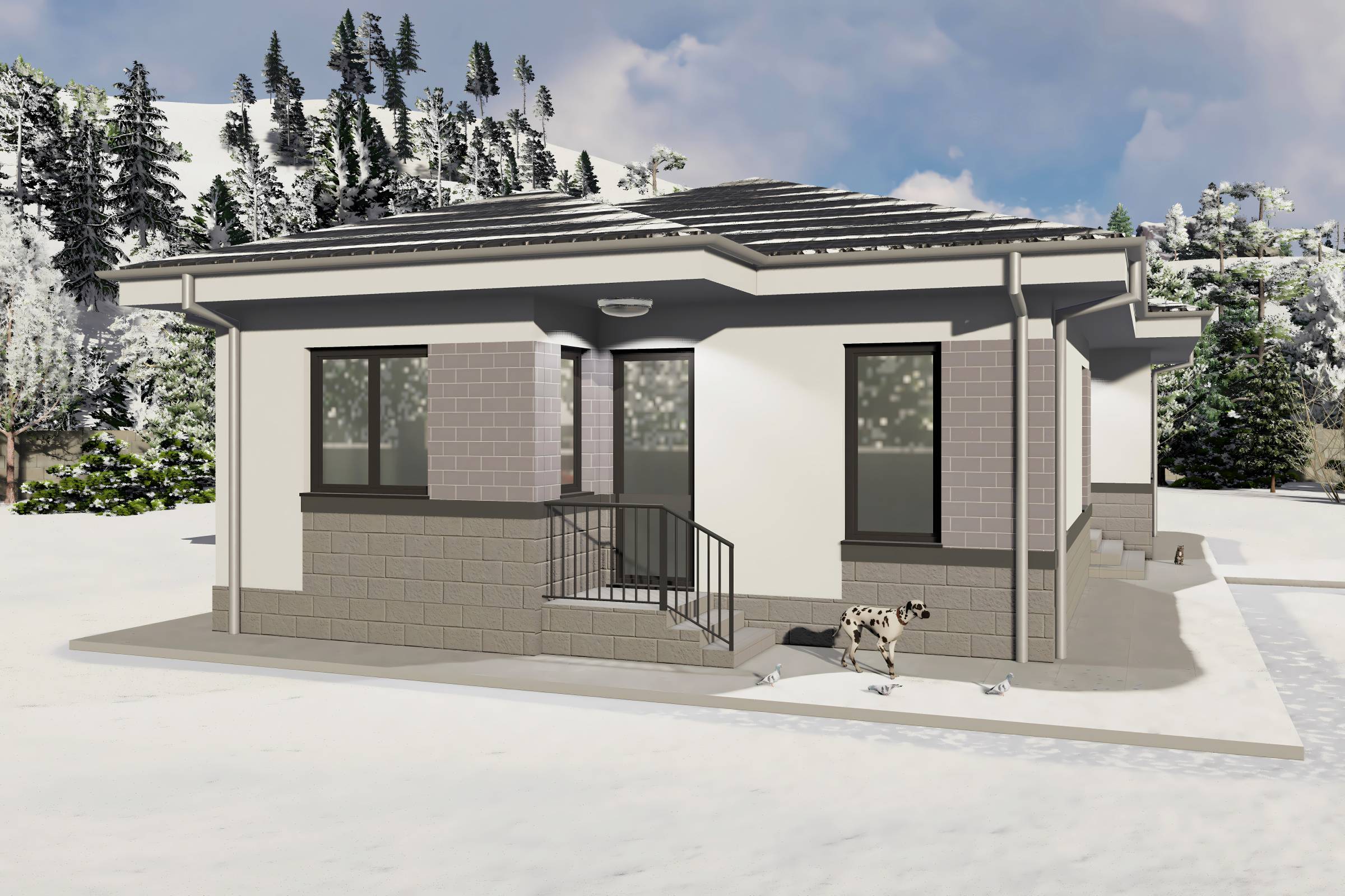 Proiect casa structura metalica cu 2 dormitoare 110mp id 133 - design fatada de casa moderna poza 19