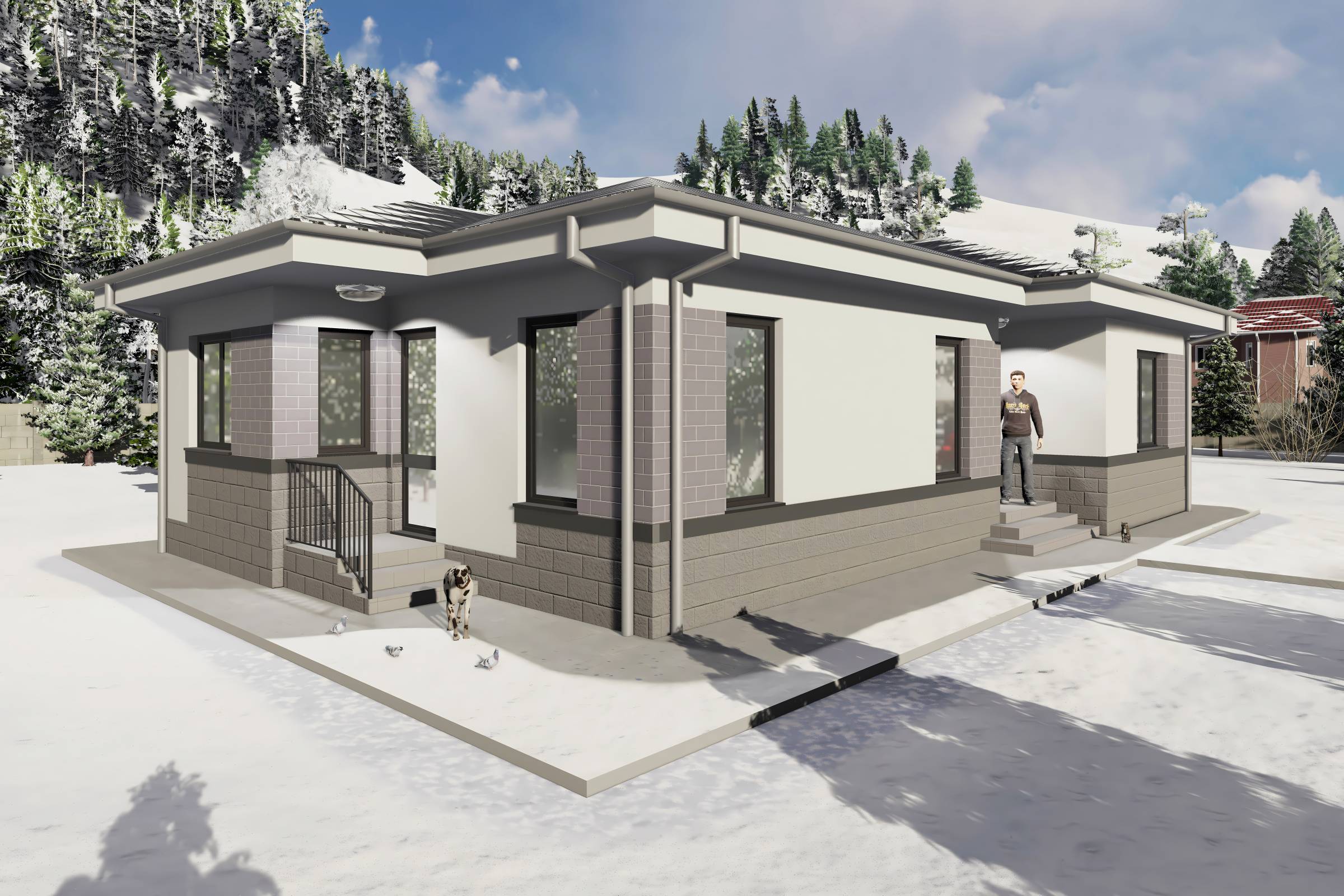 Proiect casa structura metalica cu 2 dormitoare 110mp id 133 - design fatada de casa moderna poza 20