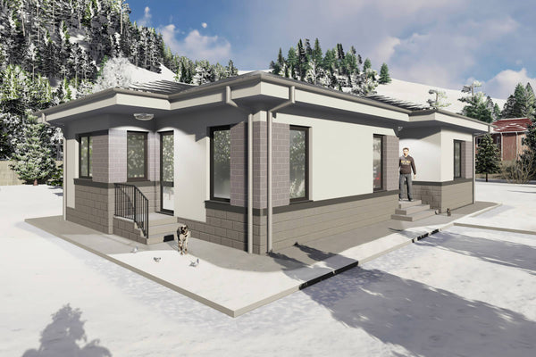Proiect casa structura metalica cu 2 dormitoare 110mp id 133 - design fatada de casa moderna poza 20