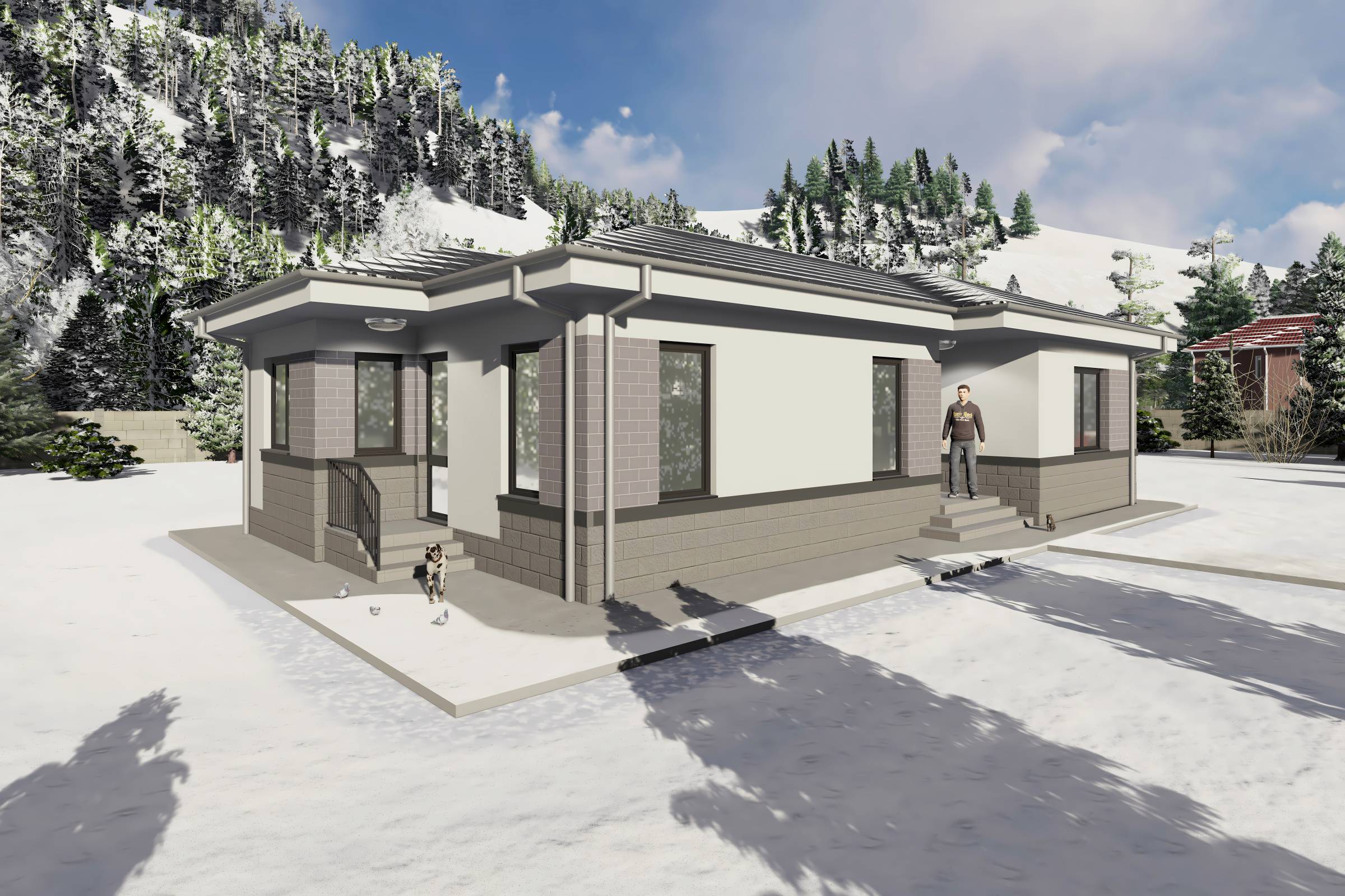 Proiect casa structura metalica cu 2 dormitoare 110mp id 133 - design fatada de casa moderna poza 21