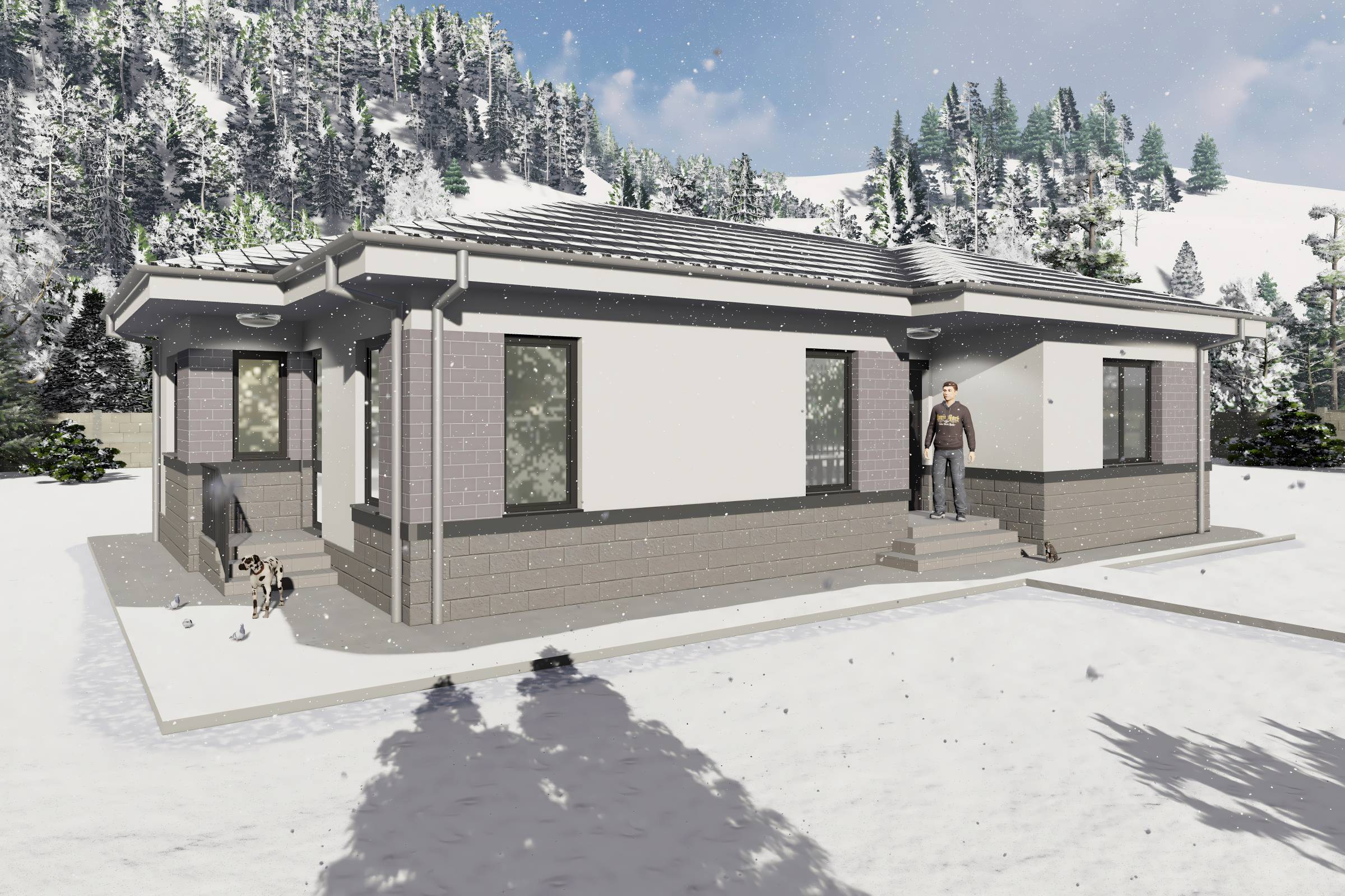Proiect casa structura metalica cu 2 dormitoare 110mp id 133 - design fatada de casa moderna poza 22