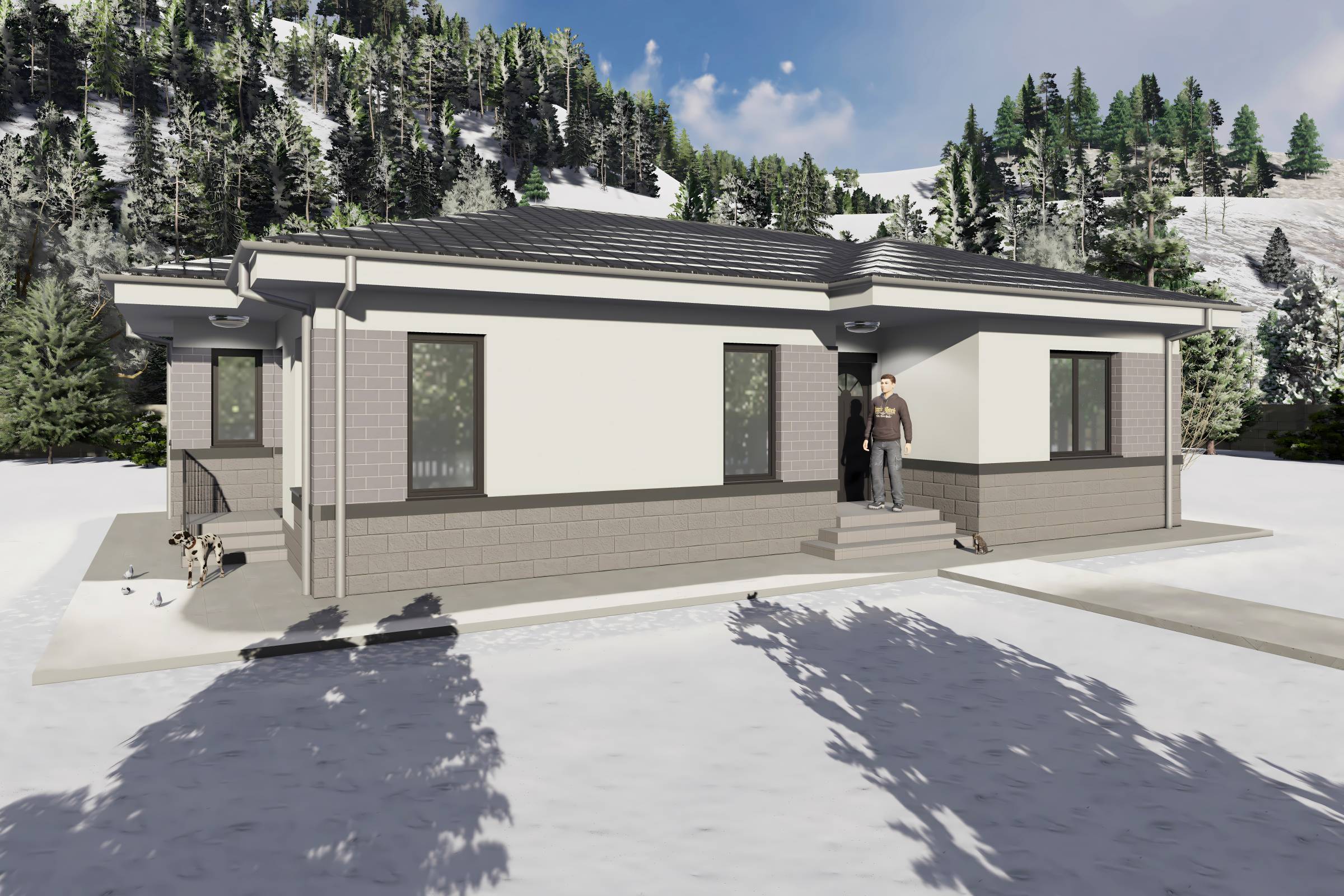 Proiect casa structura metalica cu 2 dormitoare 110mp id 133 - design fatada de casa moderna poza 23
