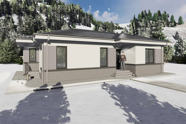 Proiect casa structura metalica cu 2 dormitoare 110mp id 133 - design fatada de casa moderna poza 23
